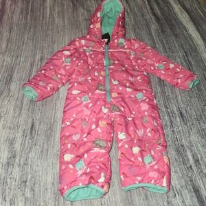 Molehill Kids Snowsuit Pink Animal Print Insulated Winter Puffer One Piece‎ 9m